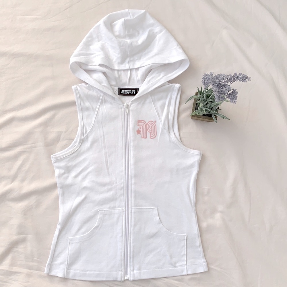 Espn zip up sleeveless hooded top